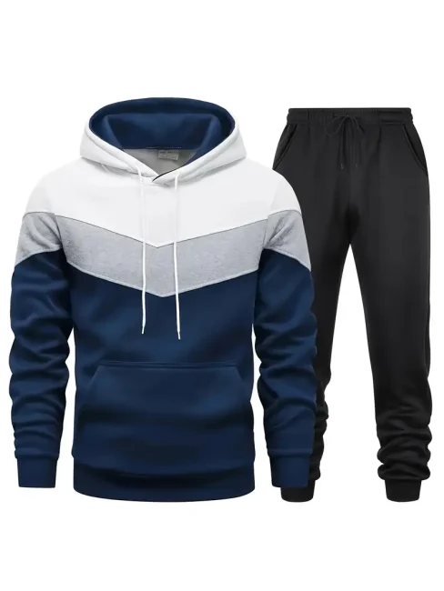 Men's Athletic Tracksuit Set, Casual Long Sleeve Hoodie With Drawstring And Jogging Pants Set For Workout Running And Casual Daily Wear